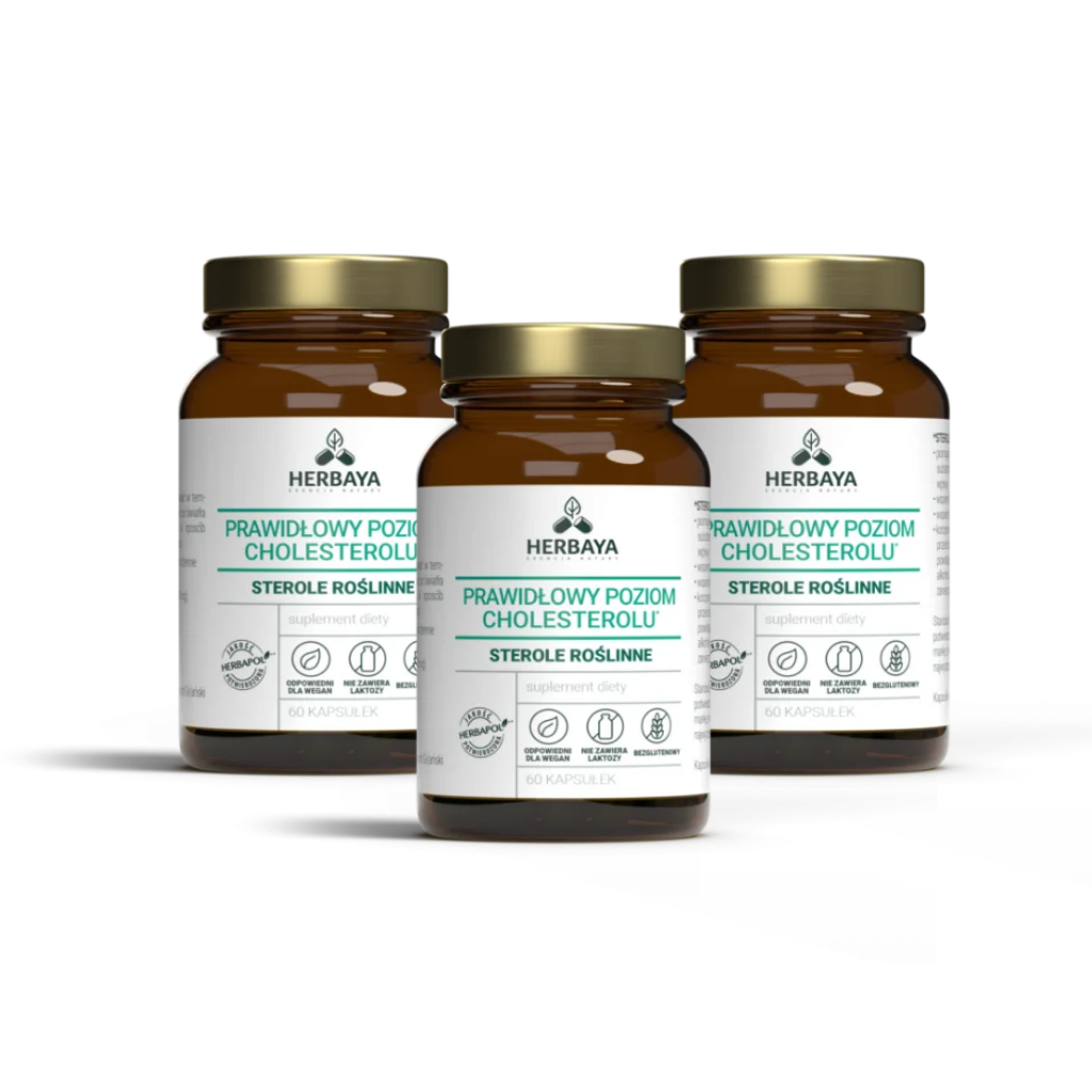 Herbaya Prawidłowy poziom cholesterolu - sterole roślinne - 3 packshoty